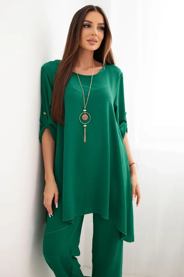 Kesi Włoski Set blouse + trousers with pendant green