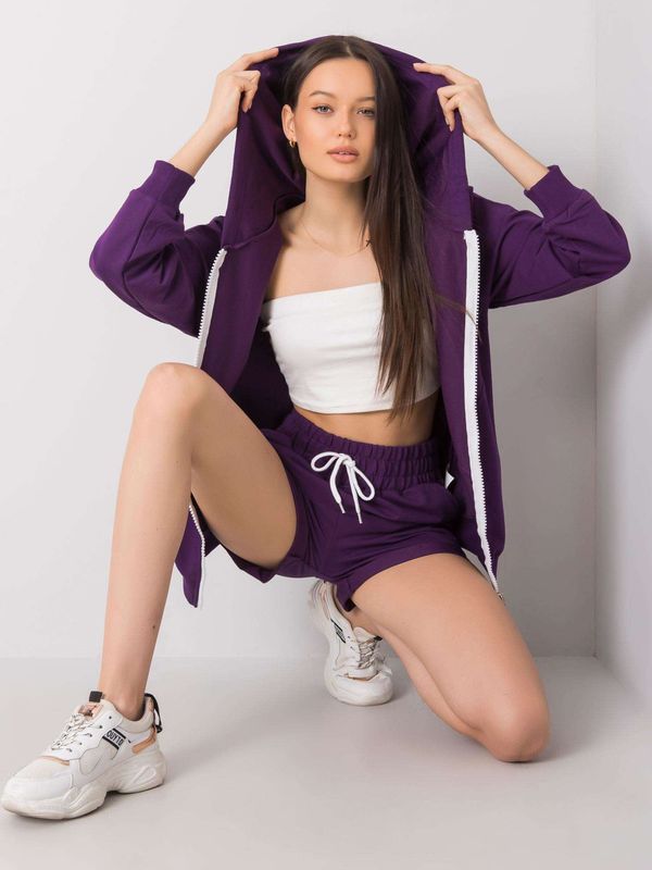 Fashionhunters Set in dark purple two-piece cotton