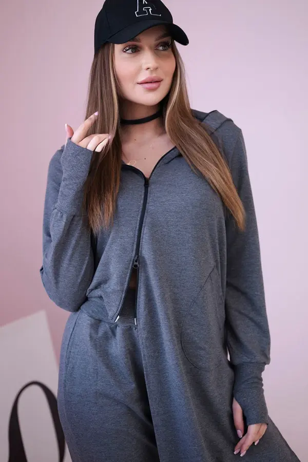 Kesi Set of sweatshirt with longer side made of graphite