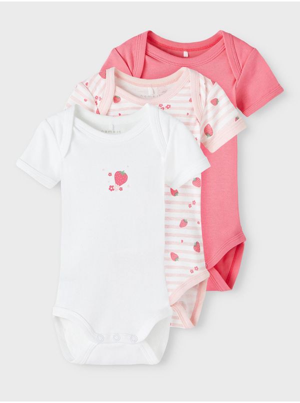 name it Set of three girly bodysuits in white and pink name it Body - Girls
