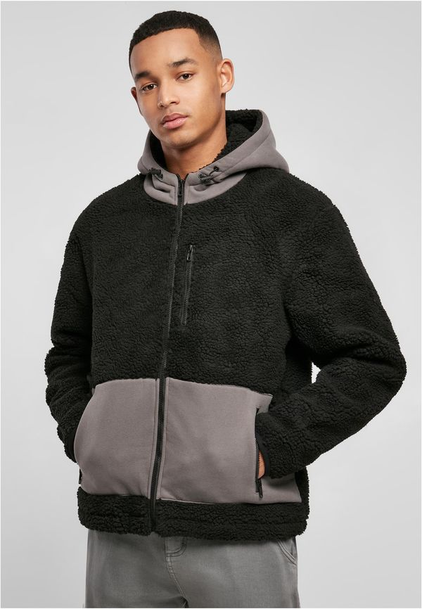 Urban Classics Sherpa jacket with hood black/asphalt