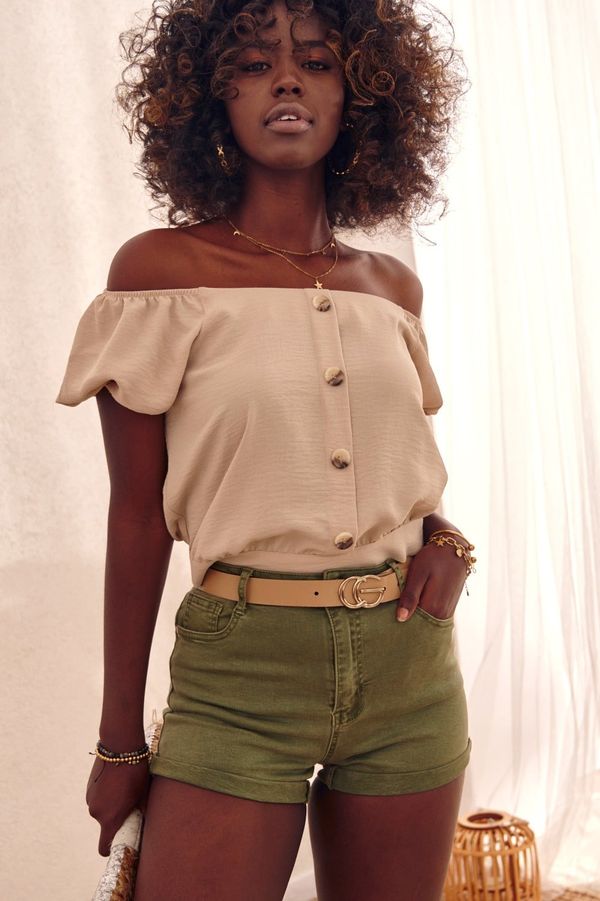 FASARDI Short push up khaki denim shorts