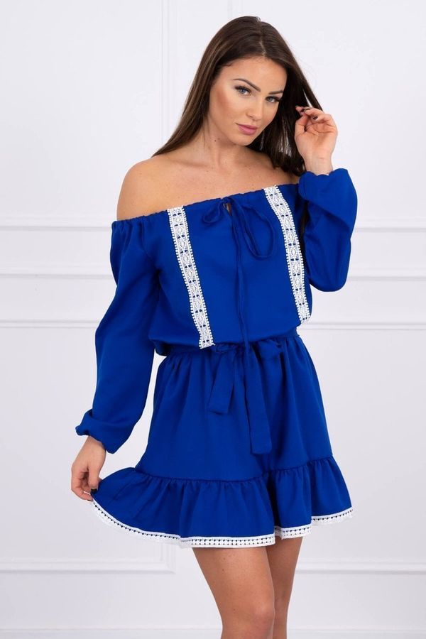 Kesi Shoulder and lace purple-blue dress