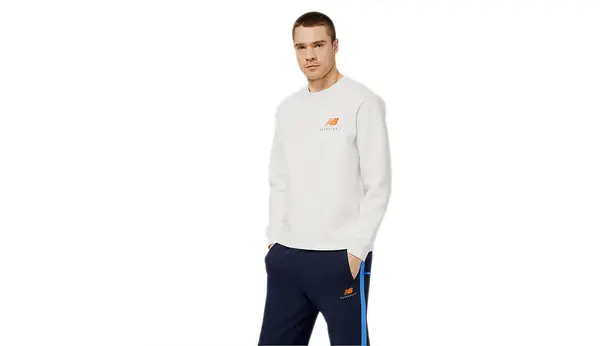 New Balance Siva majica s kapuljačom New Balance Hoops Abstract Crew