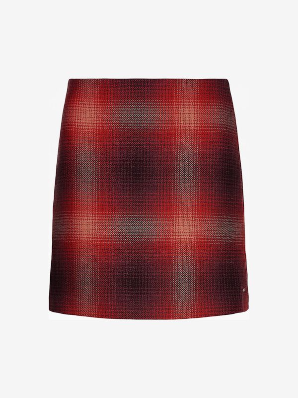Tommy Hilfiger Skirt - Tommy Hilfiger WOOL SHADOW CHECK SHORT SKIRT red