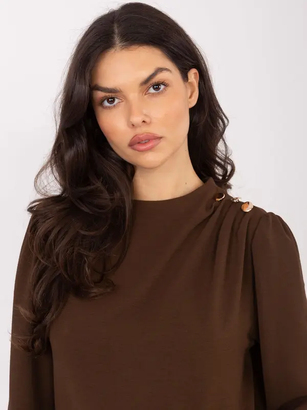 Italy Moda Smeđa bluza s ukrasnim gumbima