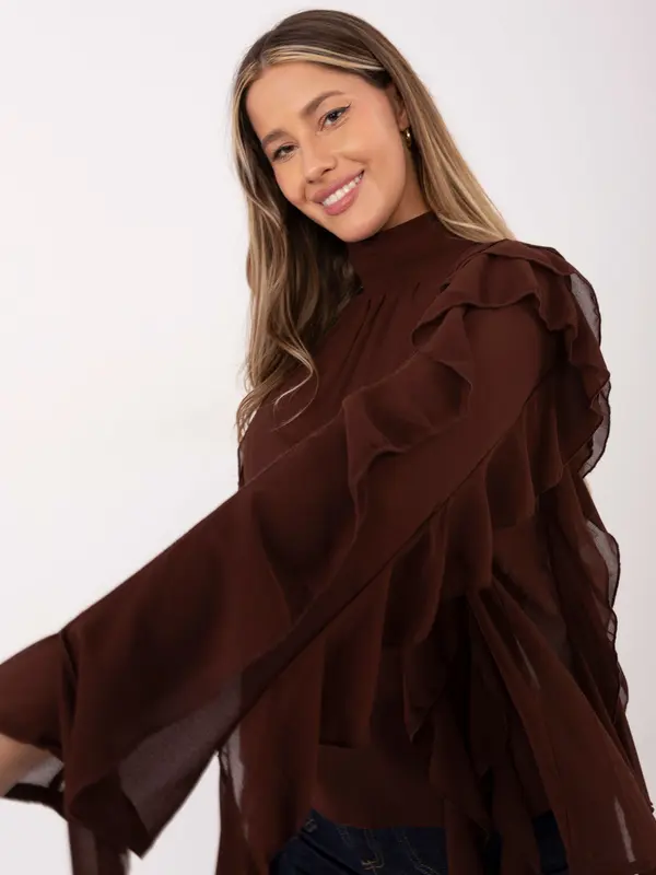 Factory Price Smeđa bluza s volanima