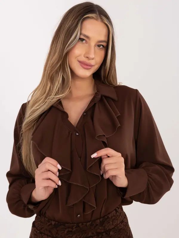 Factory Price Smeđa bluza s volanima