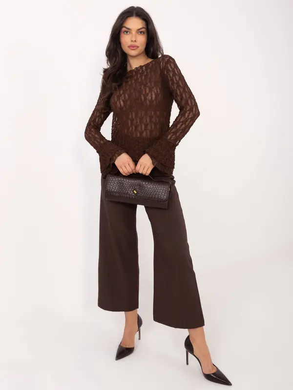 Italy Moda Smeđa čipkasta bluza