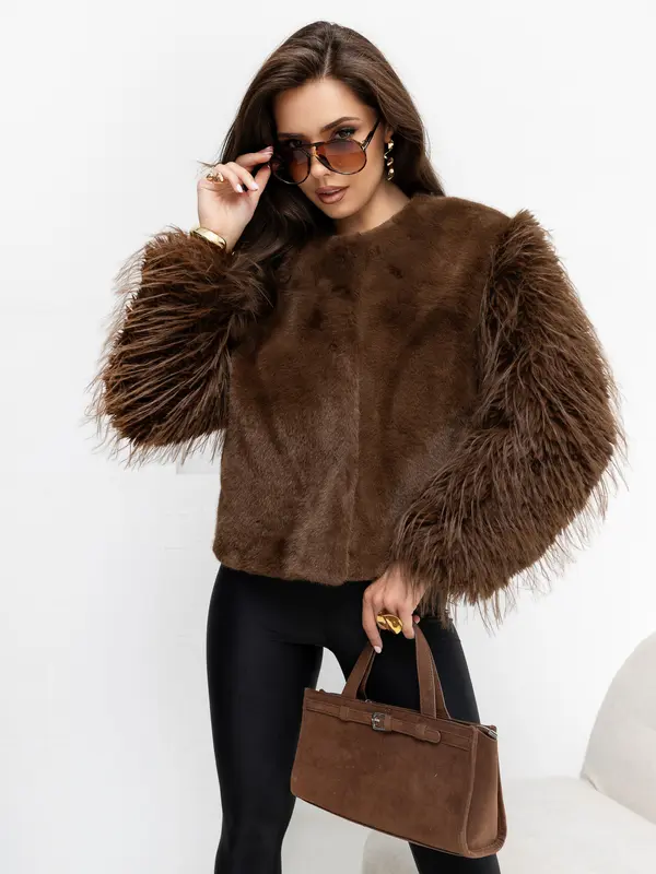 Factory Price Smeđa krznena jakna s gumbima