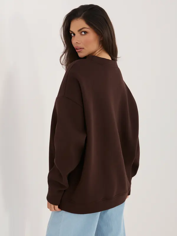 RUE PARIS Smeđa majica s kontrastnim natpisom