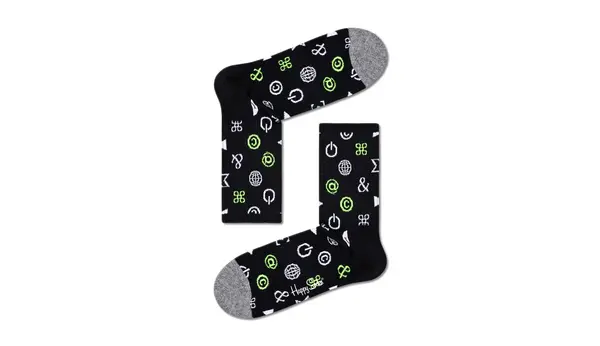 Happy Socks Smiješne čarape Ctrl Alt Del 3/4 crne
