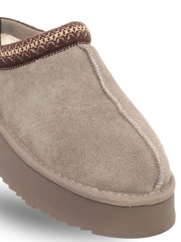 SOLO SOPRANI COUTURE SOLO SOPRANI COUTURE papuče s krznom, taupe boje