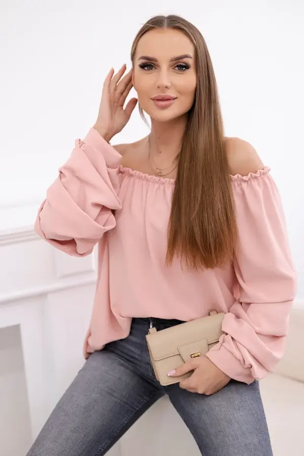 Kesi Włoski Spanish blouse with decorative sleeves powder pink