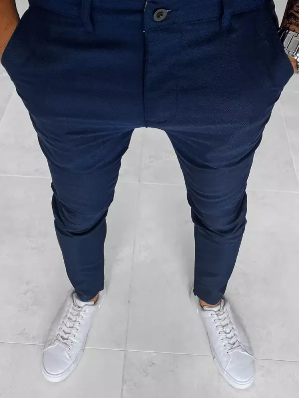 DStreet Spodnie męskie chinosy w jodełkę granatowe Dstreet