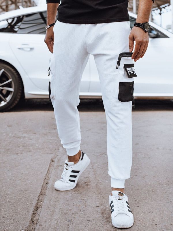 DStreet Spodnie męskie dresowe bojówki białe Dstreet