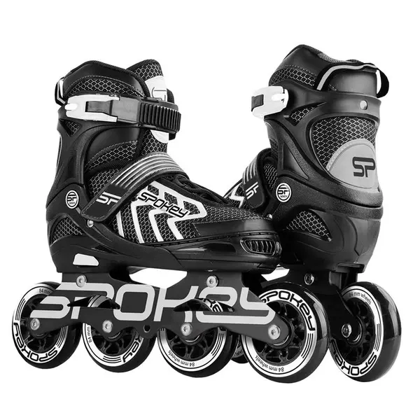 Spokey Spokey KHAN Kolieskové korčule, čierno-biele, ABEC7 Carbon, veľ. 31-34