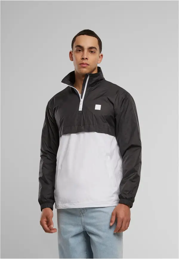 Urban Classics Stand Up Collar Pull Over Jacket blk/wht