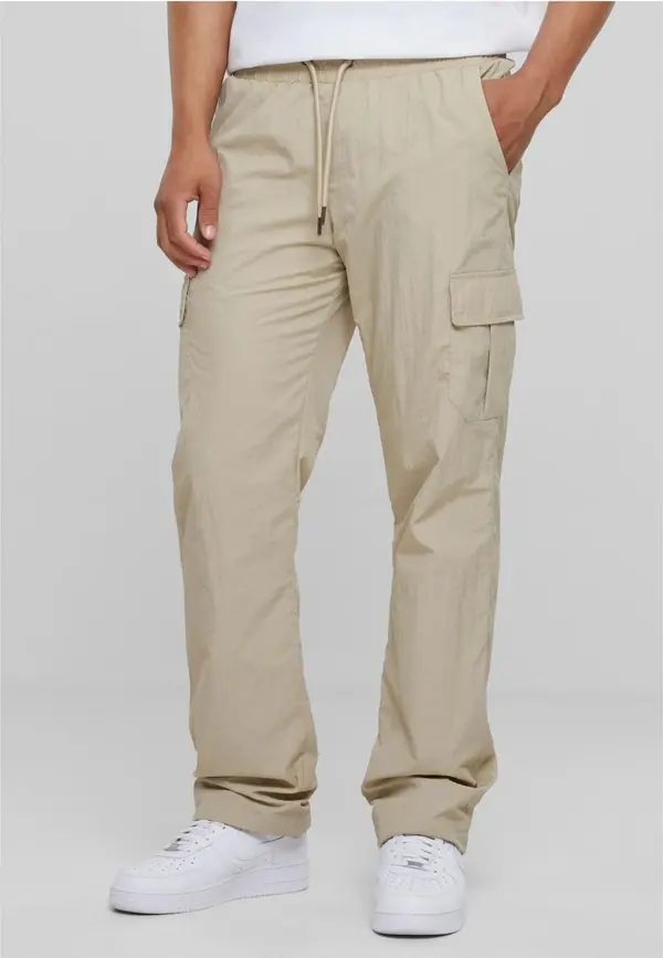 Urban Classics Straight Leg Nylon Cargo Pants Concrete