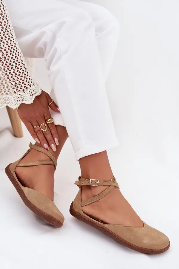 Zazoo Suede Ballet Flats Women Barefoot With Straps Zazoo