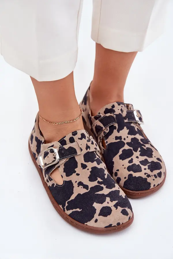 Zazoo Suede Half Shoes Barefoot Women With Buckle Patches Zazoo