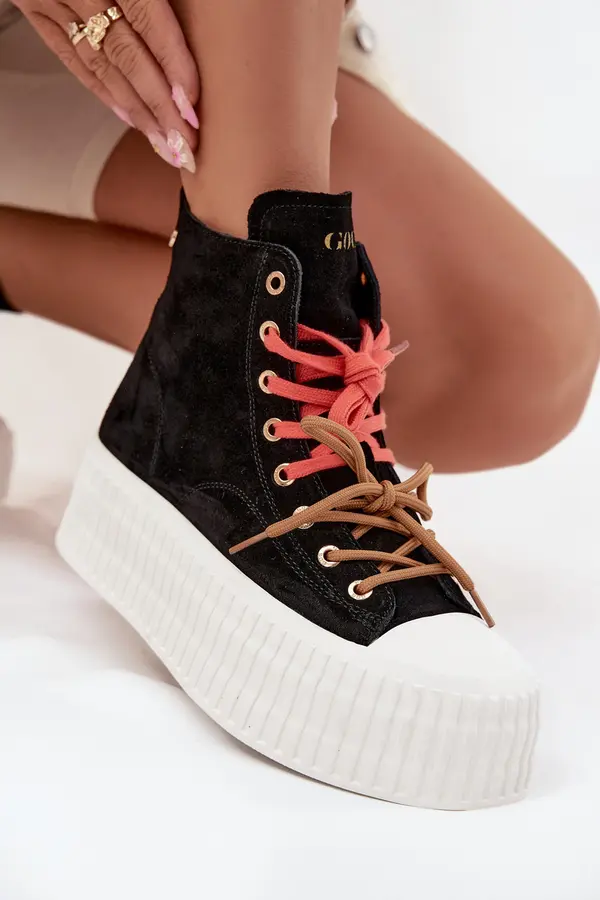 GOE Suede Insulated Women's Sneakers on a Thick Platform GOE