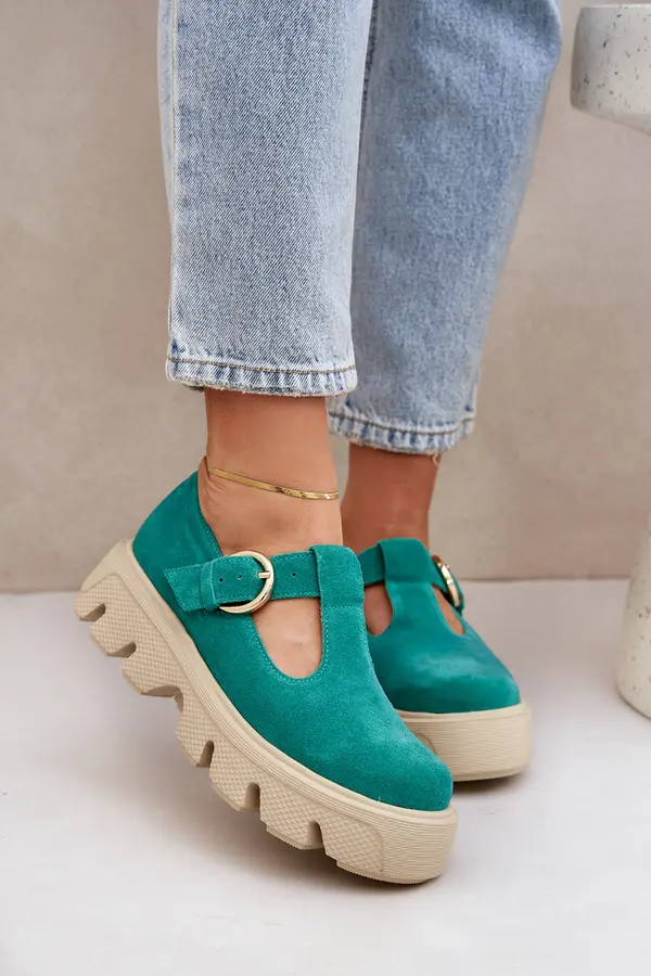 Zazoo Suede Loafers With Buckle Zazoo
