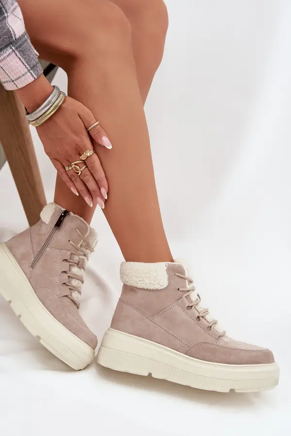 VINCEZA Suede Winter Boots for Women with Fur Lining on Platform Vinceza