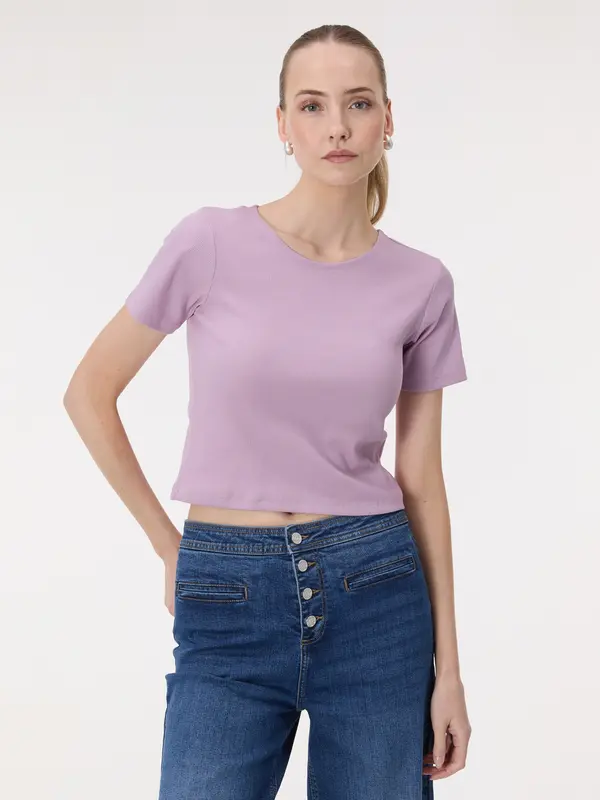 Orsay Svijetloljubičasti ženski crop top s kratkim rukavima