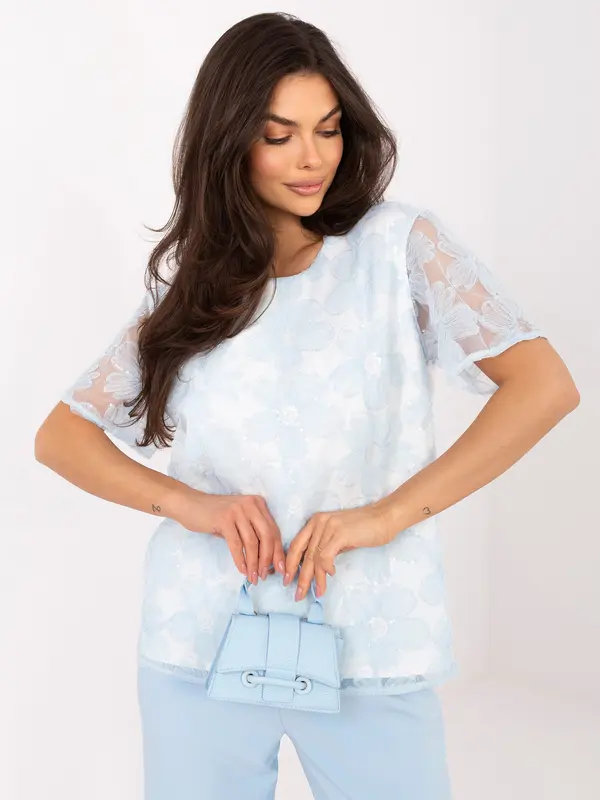 LAKERTA Svijetloplava bluza s umetkom od tila