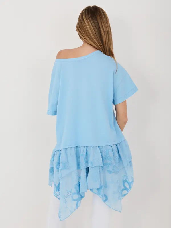 Italy Moda Svijetloplava bluza s vezom