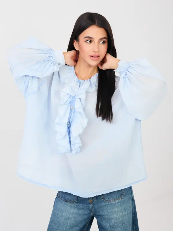 Factory Price Svijetloplava bluza s volanima