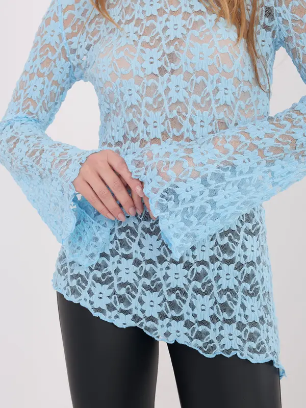 Factory Price Svijetloplava čipkasta bluza