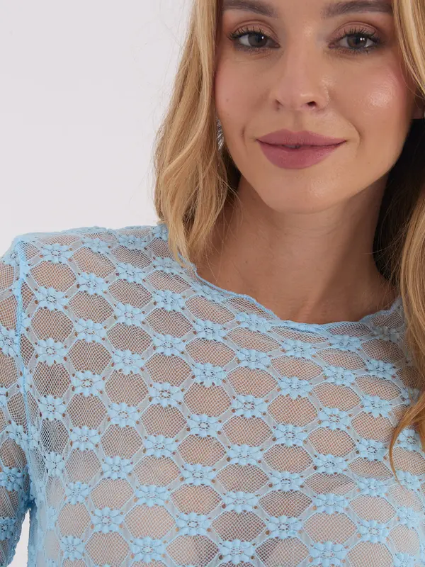 Factory Price Svijetloplava čipkasta bluza