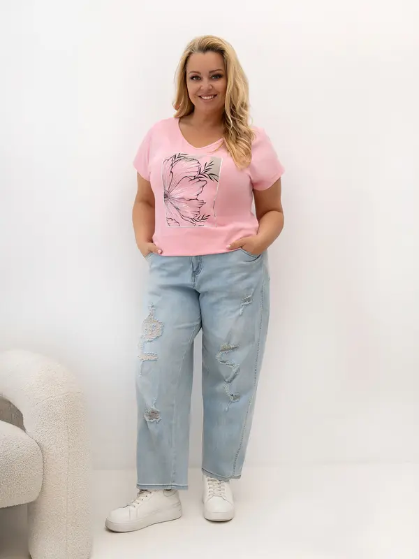 RELEVANCE Svijetloružičasta ženska majica plus size