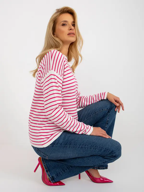 RUE PARIS Sweater-LC-SW-6006.22-White-Pink