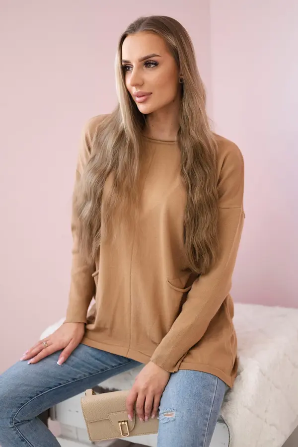 Kesi Sweater with front pockets Camel