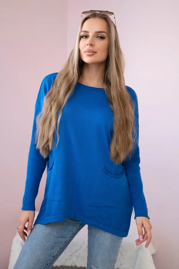 Kesi Sweater with front pockets cornflower blue