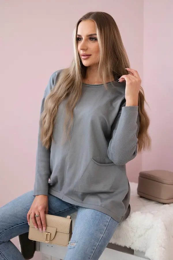 Kesi Sweater with front pockets gray