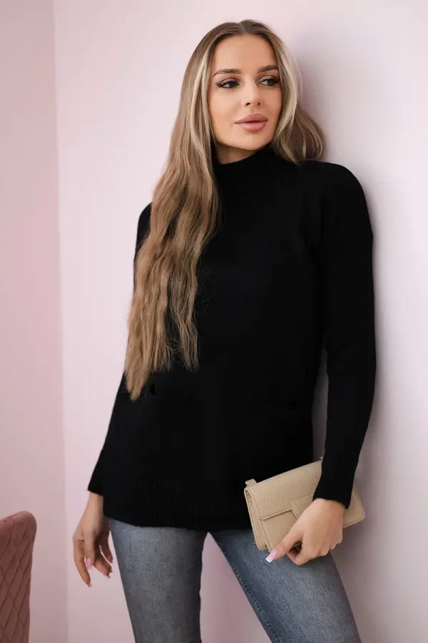 Kesi Sweater with stand-up collar black