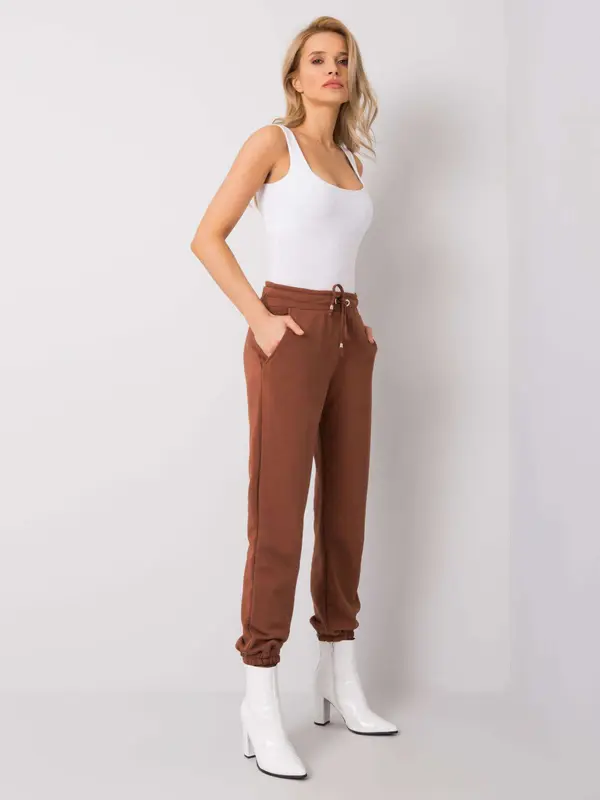 RUE PARIS Sweatpants-RV-DR-6120.03P-dark brown