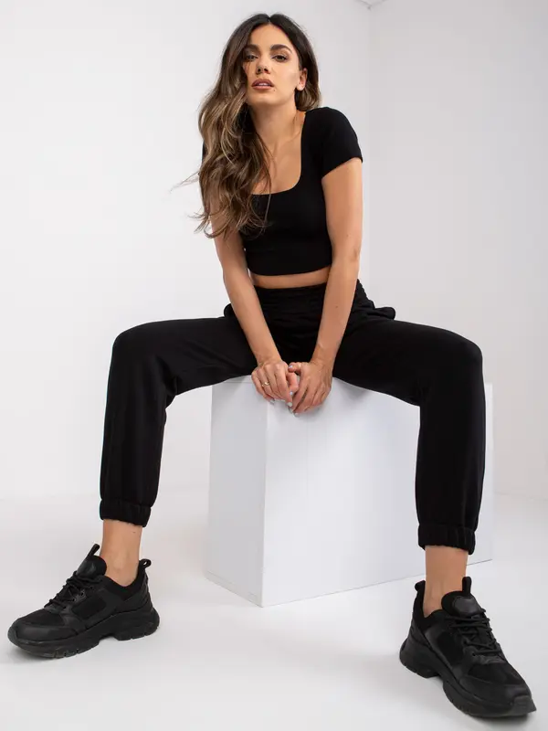 RUE PARIS Sweatpants-RV-DR-7460.11-black