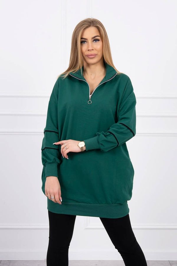Kesi Sweatshirt with zip and pockets green