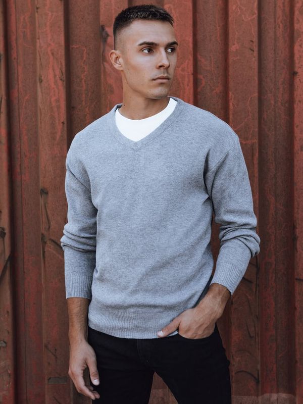 DStreet Sweter męski w serek jasnoszary Dstreet