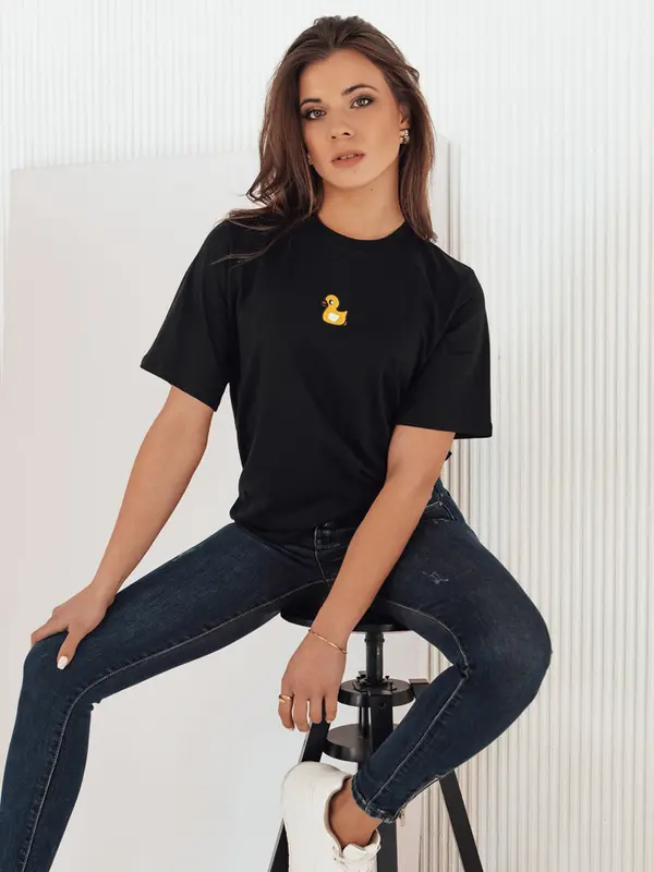 DStreet T-shirt damski z naszywką MIA ROSE czarny Dstreet