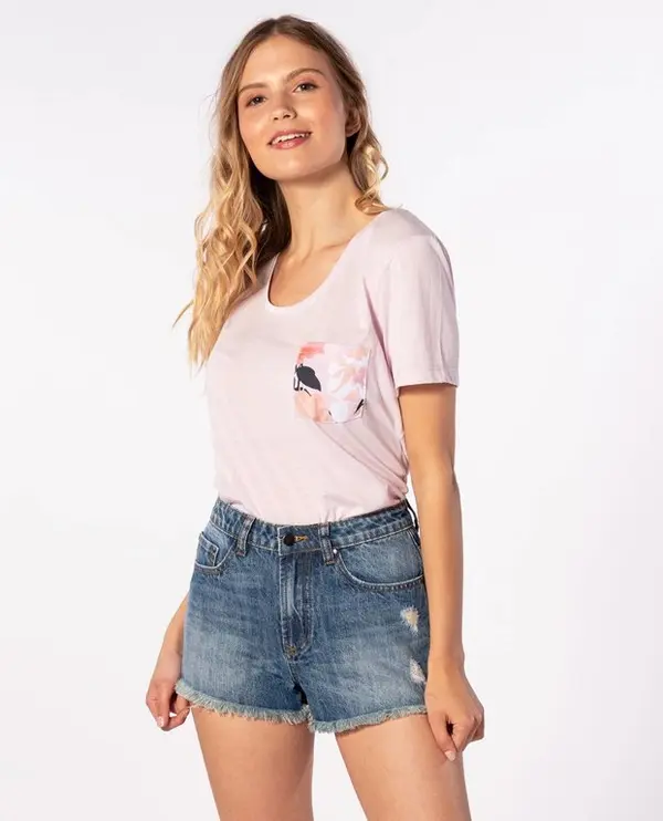 Rip Curl T-shirt Rip Curl ISLAND POCKET TEE Lilac Snow