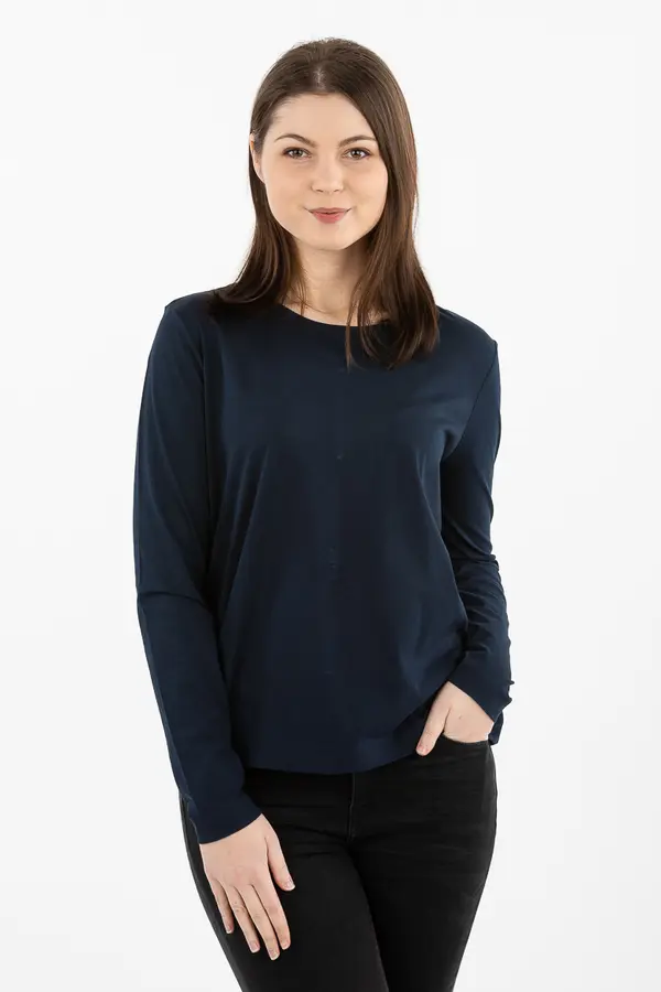 Tommy Hilfiger T-Shirt - TOMMY HILFIGER JARA OPEN BACK TOP LS dark blue