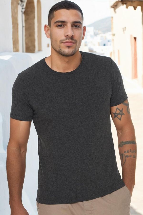 dewberry T8569 DEWBERRY BICYCLE COLLAR MEN'S T-SHIRT-ANTHRACITE-2