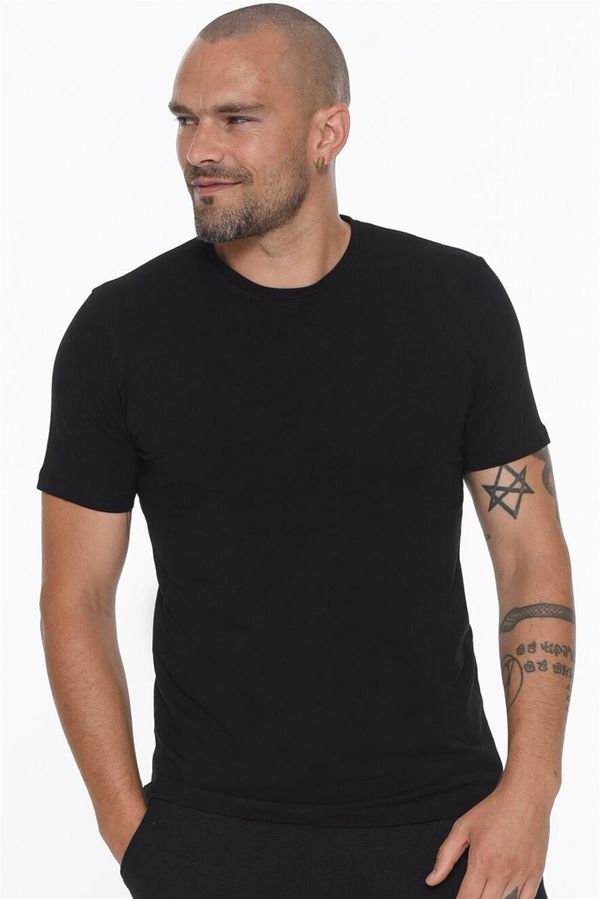 dewberry T8569 DEWBERRY BICYCLE COLLAR MEN'S T-SHIRT-LIGHT BLACK