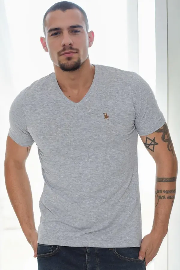 dewberry T9568 DEWBERRY V-NECK MEN'S T-SHIRT-GREY